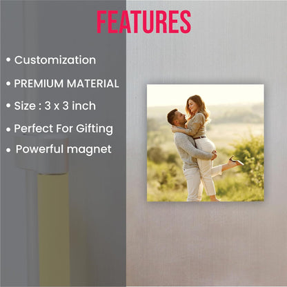 Custom Photo Fridge Magnet, Acrylic, 3 x 3 Inch, 3mm Thick (Set of 2)
