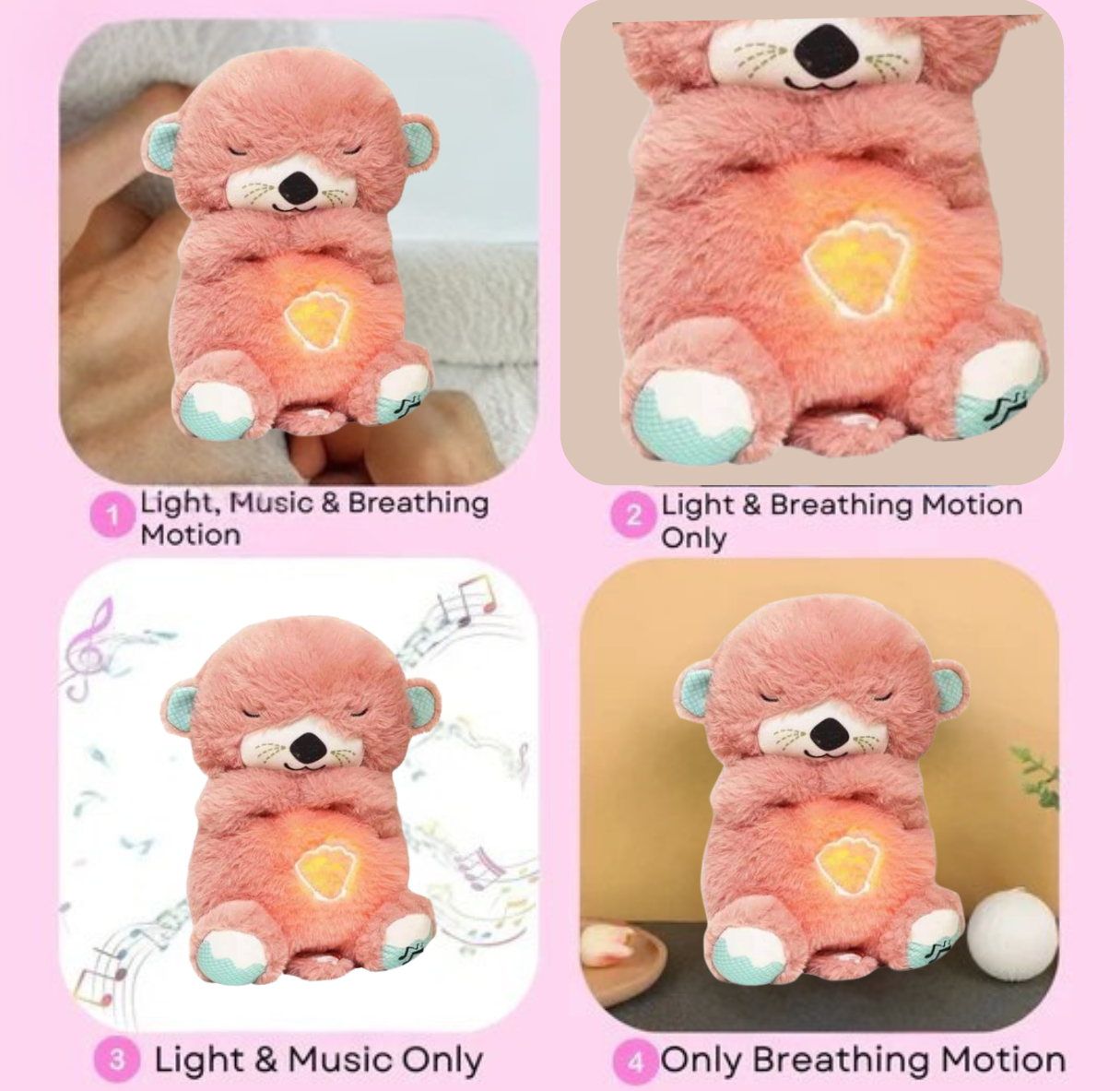 Breathing Teddy Bear with Lights, Sounds & Heartbeat Effect